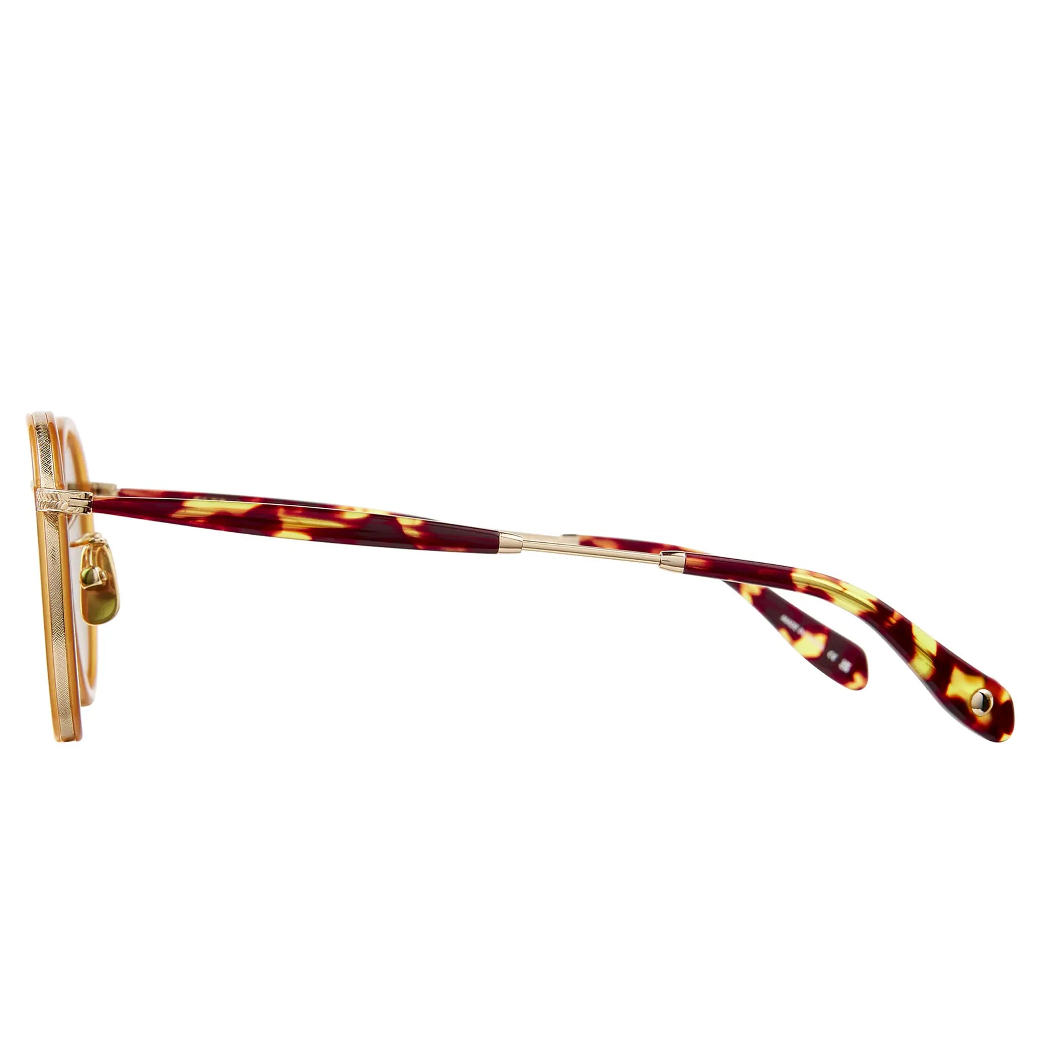 Side View of Garrett Leight Wilson X Forever Classic Summer Sun Gold Sunglasses